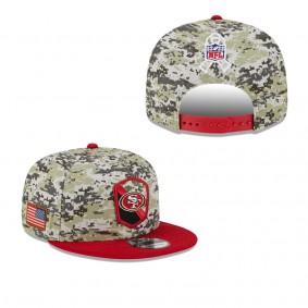 Youth San Francisco 49ers Camo Scarlet 2023 Salute To Service 9FIFTY Snapback Hat