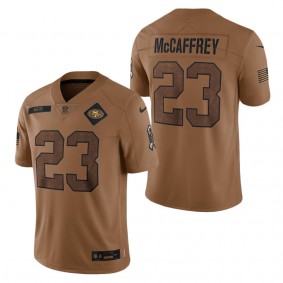 Men's San Francisco 49ers Christian McCaffrey Brown 2023 Salute To Service Limited Jersey