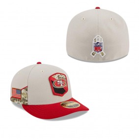Men's San Francisco 49ers Stone Scarlet 2023 Salute To Service Low Profile 59FIFTY Fitted Hat