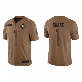 Men's Cincinnati Bengals Ja'Marr Chase Brown 2023 Salute To Service Limited Jersey
