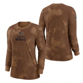 Women's Cincinnati Bengals Brown 2023 Salute to Service Long Sleeve T-Shirt