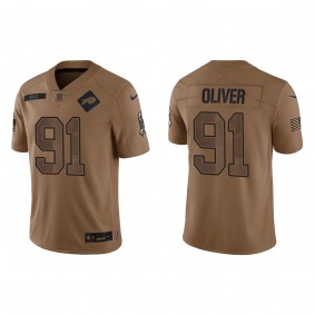 Men's Buffalo Bills Ed Oliver Brown 2023 Salute To Service Limited Jersey