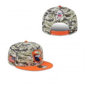 Men's Denver Broncos Camo Orange 2023 Salute To Service 9FIFTY Snapback Hat