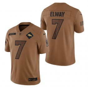 Men's Denver Broncos John Elway Brown 2023 Salute To Service Retired Player Limited Jersey