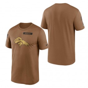 Men's Denver Broncos Brown 2023 Salute To Service Legend Performance T-Shirt