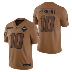 Men's Los Angeles Chargers Justin Herbert Brown 2023 Salute To Service Limited Jersey