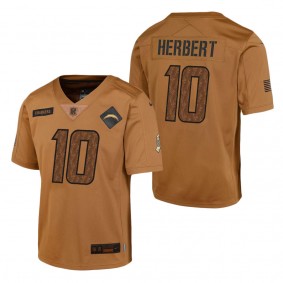 Youth Los Angeles Chargers Justin Herbert Brown 2023 Salute To Service Limited Jersey