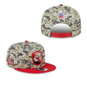 Youth Kansas City Chiefs Camo Red 2023 Salute To Service 9FIFTY Snapback Hat