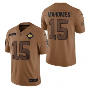 Men's Kansas City Chiefs Patrick Mahomes Brown 2023 Salute To Service Limited Jersey