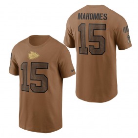 Men's Kansas City Chiefs Patrick Mahomes Brown 2023 Salute To Service Name & Number T-Shirt