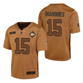 Youth Kansas City Chiefs Patrick Mahomes Brown 2023 Salute To Service Limited Jersey