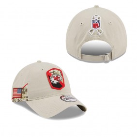 Men's Kansas City Chiefs Stone 2023 Salute To Service 9TWENTY Adjustable Hat