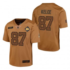 Youth Kansas City Chiefs Travis Kelce Brown 2023 Salute To Service Limited Jersey