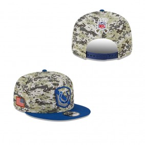 Men's Indianapolis Colts Camo Royal 2023 Salute To Service 9FIFTY Snapback Hat