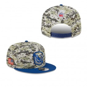Youth Indianapolis Colts Camo Royal 2023 Salute To Service 9FIFTY Snapback Hat