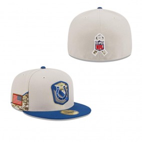 Men's Indianapolis Colts Stone Royal 2023 Salute To Service 59FIFTY Fitted Hat
