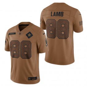 Men's Dallas Cowboys CeeDee Lamb Brown 2023 Salute To Service Limited Jersey