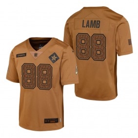 Youth Dallas Cowboys CeeDee Lamb Brown 2023 Salute To Service Limited Jersey