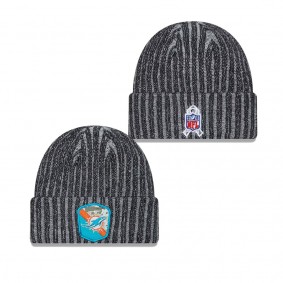 Youth Miami Dolphins Black 2023 Salute To Service Cuffed Knit Hat