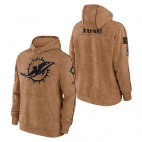 Men's Miami Dolphins Brown 2023 Salute To Service Club Pullover Hoodie