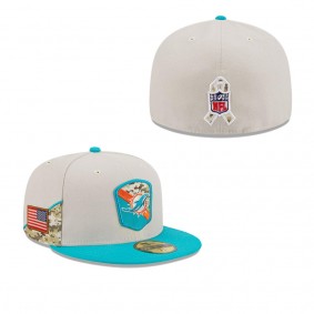 Men's Miami Dolphins Stone Aqua 2023 Salute To Service 59FIFTY Fitted Hat