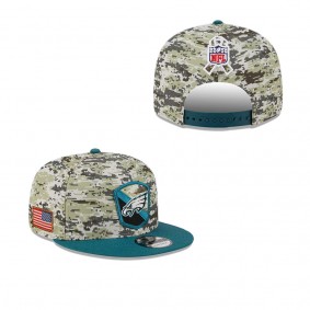 Men's Philadelphia Eagles Camo Midnight Green 2023 Salute To Service 9FIFTY Snapback Hat