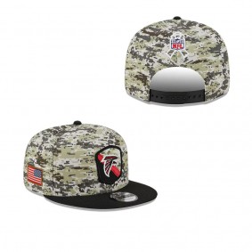 Men's Atlanta Falcons Camo Black 2023 Salute To Service 9FIFTY Snapback Hat