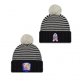 Women's New York Giants Black 2023 Salute To Service Cuffed Pom Knit Hat
