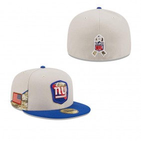 Men's New York Giants Stone Royal 2023 Salute To Service 59FIFTY Fitted Hat