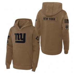 Youth New York Giants Brown 2023 Salute to Service Club Fleece Pullover Hoodie