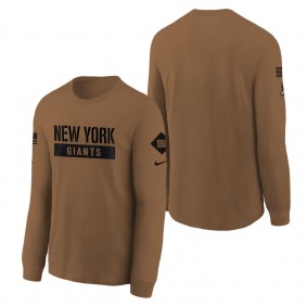 Youth New York Giants Brown 2023 Salute to Service Long Sleeve T-Shirt