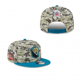 Men's Jacksonville Jaguars Camo Teal 2023 Salute To Service 9FIFTY Snapback Hat