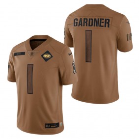 Men's New York Jets Ahmad Sauce Gardner Brown 2023 Salute To Service Limited Jersey