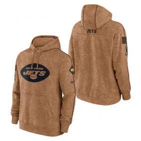 Men's New York Jets Brown 2023 Salute To Service Club Pullover Hoodie