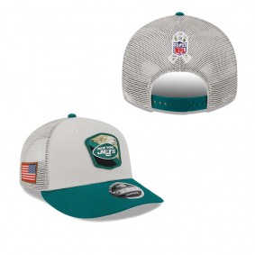 Men's New York Jets Stone Green 2023 Salute To Service Low Profile 9FIFTY Snapback Hat