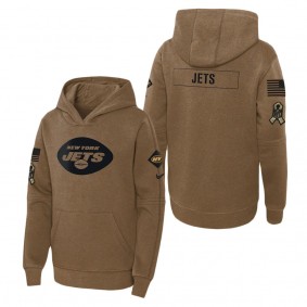 Youth New York Jets Brown 2023 Salute to Service Club Fleece Pullover Hoodie