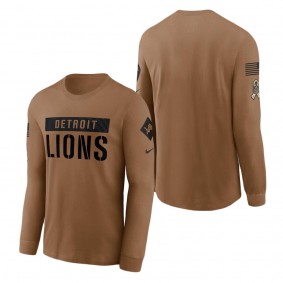 Men's Detroit Lions Brown 2023 Salute To Service Long Sleeve T-Shirt