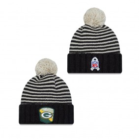 Women's Green Bay Packers Black 2023 Salute To Service Cuffed Pom Knit Hat