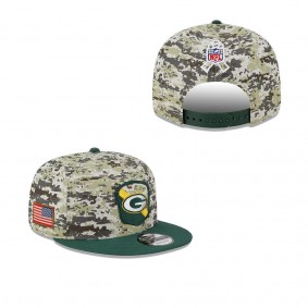 Men's Green Bay Packers Camo Green 2023 Salute To Service 9FIFTY Snapback Hat