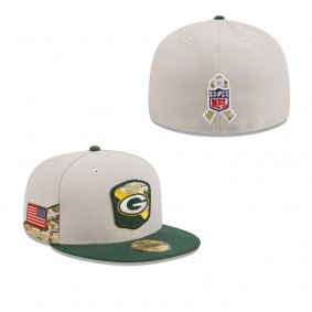 Men's Green Bay Packers Stone Green 2023 Salute To Service 59FIFTY Fitted Hat
