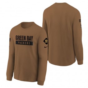 Youth Green Bay Packers Brown 2023 Salute to Service Long Sleeve T-Shirt