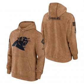 Men's Carolina Panthers Brown 2023 Salute To Service Club Pullover Hoodie