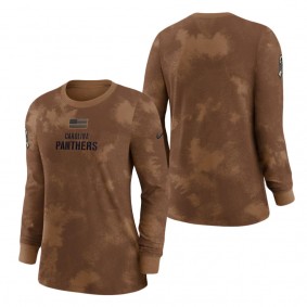 Women's Carolina Panthers Brown 2023 Salute to Service Long Sleeve T-Shirt