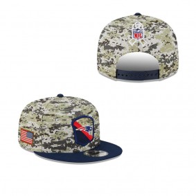 Men's New England Patriots Camo Navy 2023 Salute To Service 9FIFTY Snapback Hat