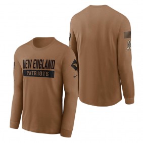 Men's New England Patriots Brown 2023 Salute To Service Long Sleeve T-Shirt