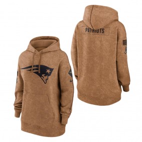Women's New England Patriots Brown 2023 Salute to Service Pullover Hoodie