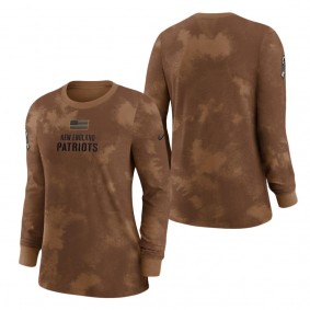 Women's New England Patriots Brown 2023 Salute to Service Long Sleeve T-Shirt