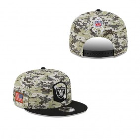 Men's Las Vegas Raiders Camo Black 2023 Salute To Service 9FIFTY Snapback Hat