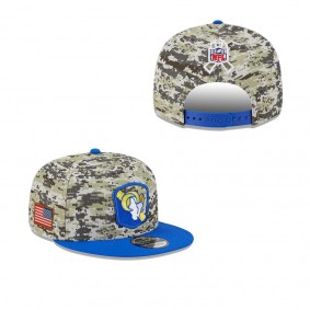 Men's Los Angeles Rams Camo Royal 2023 Salute To Service 9FIFTY Snapback Hat