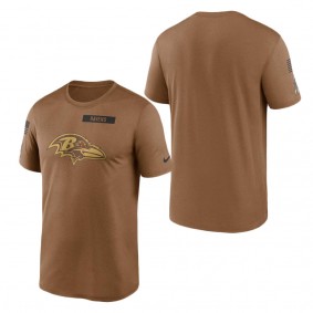 Men's Baltimore Ravens Brown 2023 Salute To Service Legend Performance T-Shirt